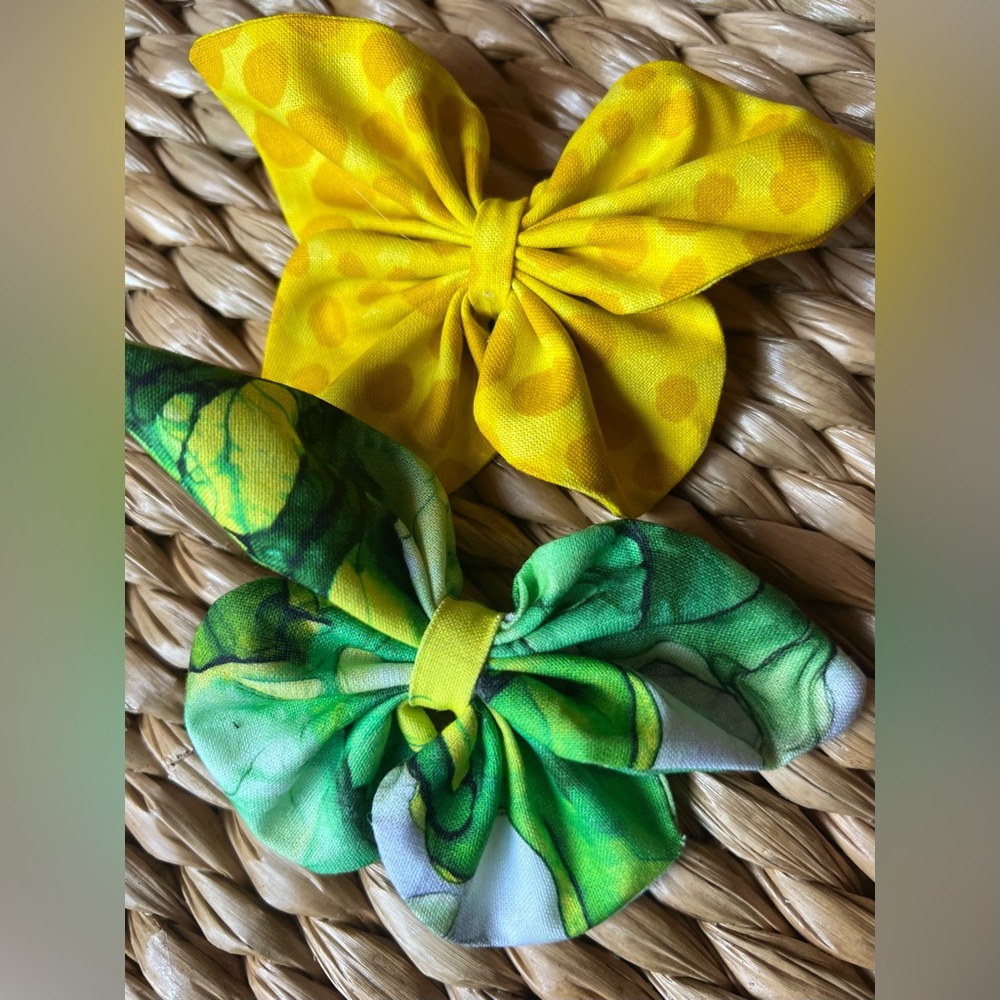 2 NEW Hair Bows Retro 90s Neon  Hair Clips 4.5in to 5in size